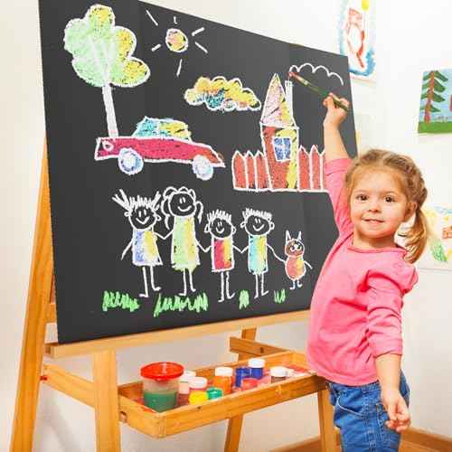 2 Pack 36" x 48" Trifold Poster Board for Presentation, Black Corrugated Cardboard Large Tri Fold Poster Board for Science Fair, Office or School Projects, Photo Displays, Exhibitions Event