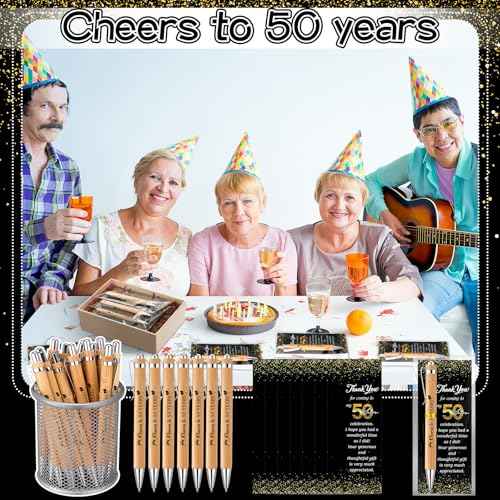 50 Sets 50th Birthday Party Favors for Guests Anniversary Party Favor Include 50 Ballpoint Pens with 50 Thank You Cards 100 Bags and Twist Ties for Anniversary Birthday Wedding Shower