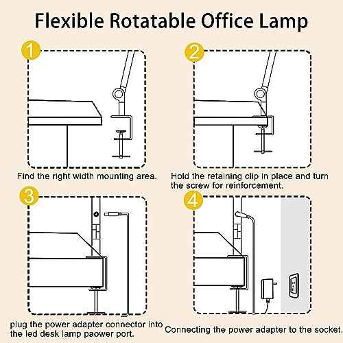 LED Desk Lamp with Clamp & Flexible Arm - 3 Light Sources, 4 Color Modes & 5 Brightness Levels, Eye-Caring Table Light with Memory Function