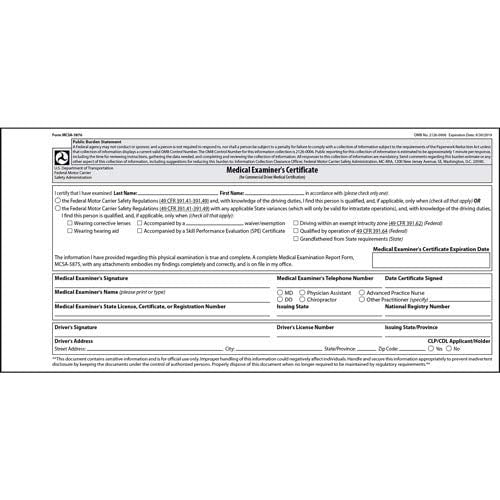 DOT FMCSA Medical Examiner Certificate 5 Pack, Laminated 2-Ply Trifold, 3.5" x 7.125", Meets 49 CFR 391.43 DOT Medical Card Requirements, J. J. Keller & Associates, Inc.