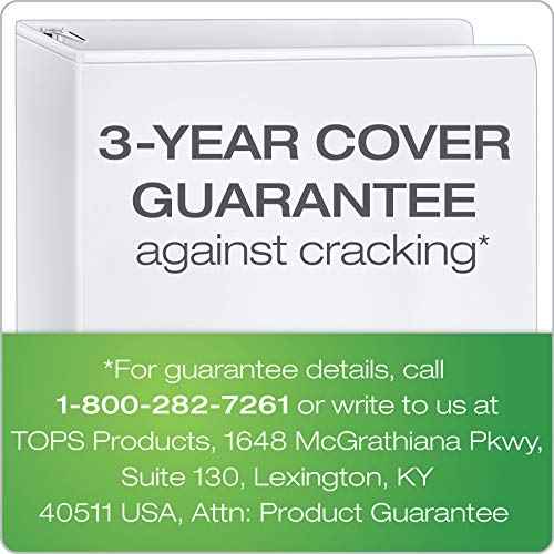 Cardinal 3 Ring Binder, 6 Inch Heavy Duty XtraLife Binder, Locking Slant-D Rings, Crack-Resistant Cover & Spine, ClearVue Covers with Shelf Pull, Holds 1,300 Sheets, White (26366)