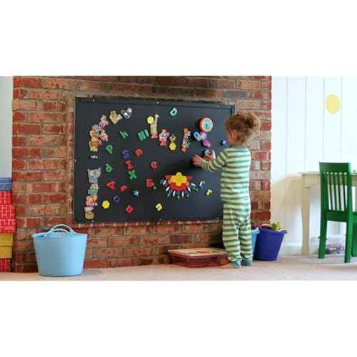 Magnetic Chalkboard Contact Paper for Wall 79" x 18", Self-Adhesive Blackboard Wallpaper Peel and Stick Chalk Board Wall with 79 Magnetic Letters for Kids and 12 Colors Chalk for Kids Home Playroom