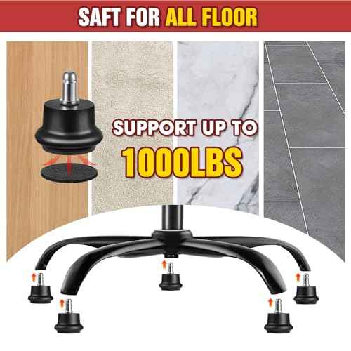 Pisman Bell Glides Replacement for Office Chairs or Stools - Convert Swivel Casters to Fixed Stationary Wheels, Short Profile with Self-Adhesive Felt Pads (15Pcs)