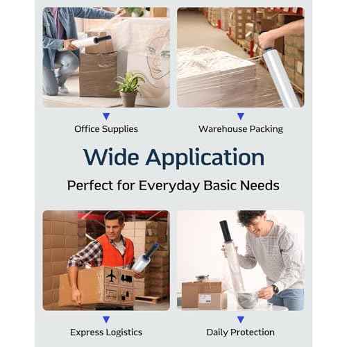 FugaCity Stretch Wrap Film-15 Inch 1000 ft 60 Gauge Shrink Wrap for Pallet Wrapping, Industrial Strength 1 Roll Pallet Wrap with Handles, Moving Supplies Plastic Wrap Roll, 500% Stretch, Transparent