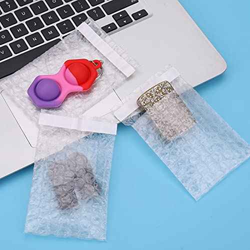 100Pack Small Bubble Out Bag Pouches 3.15" x 4" Self-Seal Bubble Pouches Bags, Double Walled Bubble Cushioning Bags, Self-Sealing Protective Wrap Cushioning Bags for Shipping, Packing, Moving