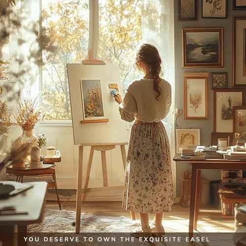 Adjustable Natural Pine Wooden Painting Basic Easel, Pine Art Easel Stand Hold up to 43'', Painting Canvas for Wedding Sign and Poster, Drawing for Adults, Begginners and Students-New Type