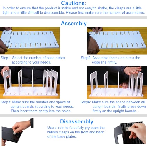 Adjustable Vertical File Sorter Sturdy Plastic Expandable Upright File Holder, Desktop Binder Organizer, School Office Organization Bookshelf Divider, Assemble Easily Endlessly, Black