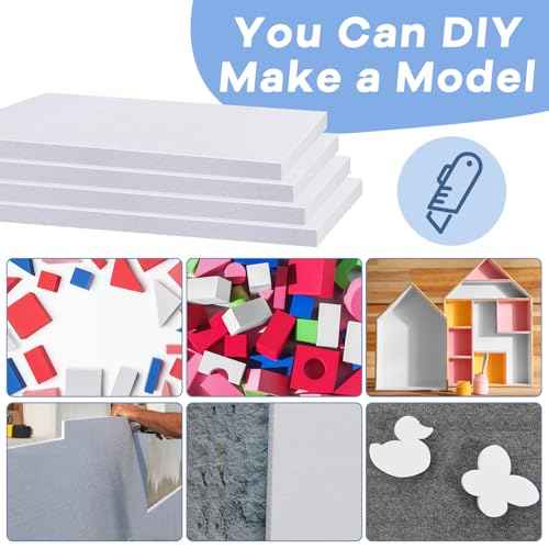 Frienda 12 Pcs Foam Board Bulk 12" x 7.5" x 1/2" Xps Foam Sheet Panel for DIY Crafts Sculpture Modeling Floral Arrangements School Home Office Art (White)