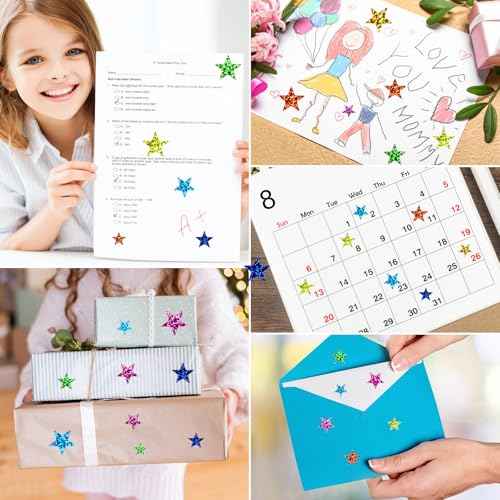 2040 Pcs Star Stickers, 5 Sizes Small Stars for Kids Reward, Sparkly Holographic Stickers, Glitter foil Stickers for Behavior Reward Chart and DIY Decoration