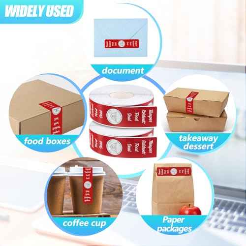1000 Pieces Tamper Evident Stickers for Food Delivery 1.5 x 6 Inches Red Tamper Seal Proof Tape Safe Labels Sealed for Freshness Drink Food Container Pizza Boxes