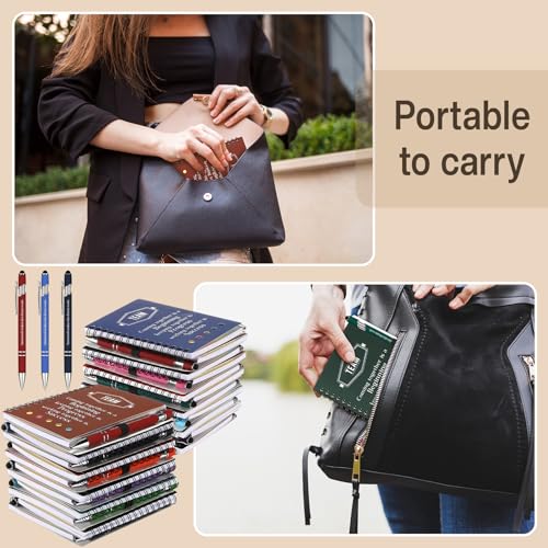 Fulmoon 36 Sets Employee Appreciation Gifts Bulk Inspirational Spiral Notebook with Bamboo Ballpoint Pens Motivational Pocket Journals Notepads 2 in1 Pen for Nurse Teacher Employees Coworker(Colorful)