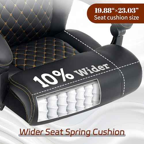 600LBS Big and Tall Office Chair for Heavy People, Reclining Executive Office Chairs with Foot Rest&Air-Adjust Lumbar Support, PU Ergonomic High Back Computer Chair Double Space Casters,Black