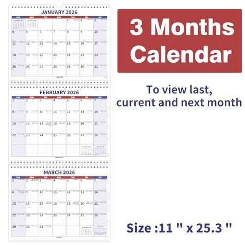 2026-2027 Wall Calendar ? 3 Month Wall Calendar 2026-2027, January 2026 - Decmber 2027, 2 Year Calendar, 3 Month Calendar Vertical Display (Folded in a Month), Move-a-Page, 11" x 25", Holidays