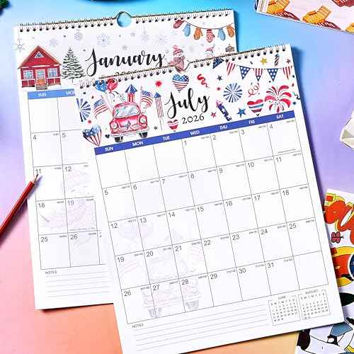 2026 Calendar - 2026 Wall Calendar, January - December 2026, 11.49'' x 14.56'', Vertical Wall Calendar 2026 with Julian Dates, Hanging Hole, Thick Paper