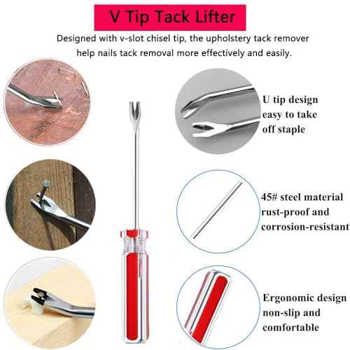 Upholstery Staple Remover Tack Puller Nail Remover Tool Set Nail Puller Plier, Staple Puller, Tack Lifter, Fastener Remover, for Furniture Floor Wall Wooden Case Car Photo Frame (4 pcs)