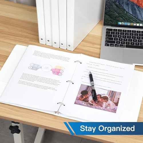 Basic 3 Ring Binder -1 or 1/2'' Binders with Roung Ring Binder, Large 100/200 Sheet Capacity, Fit 8.5" x 11" US Letter Size Paper, 12 Pack White (0.5'' White - 12 Packs)