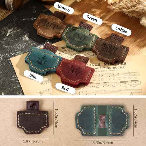 Custom Bygone Mark Bookmark with Pen Holder, 26 Letters Name Initial Personalized Leather Book Mark, Gifts for Book Lovers, Readers, Leather Book Marks for Men Women (Red, A)