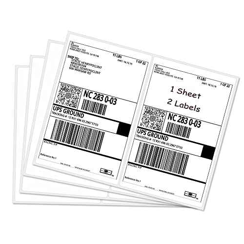RBHK 8.5 x 5.5 Inches Half Sheet Self Adhesive Shipping Address Labels for Laser and Inkjet Printer, Rounded Corner, 1000 Labels