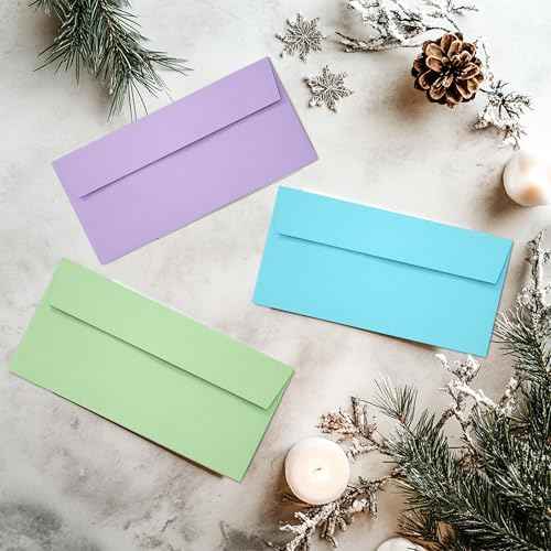 50 Pack Business Envelopes #10, 4.13 x 9.49 Inches Colored Envelopes Self Seal for Business, Invoices, Letter Mailing, Office Checks