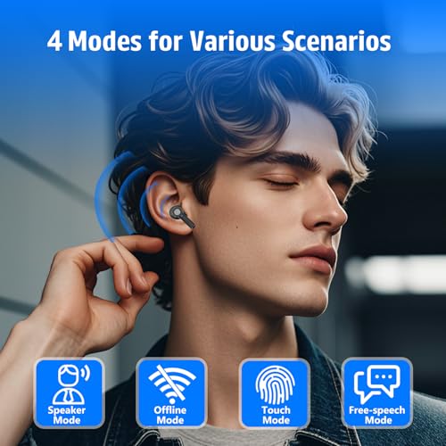 AI Translation Earbuds in Real Time 144-Language Translator Earbuds 3-in-1 Bluetooth Translator Earbuds Translation Headphones with App Translation Device for Travel/Business/Study