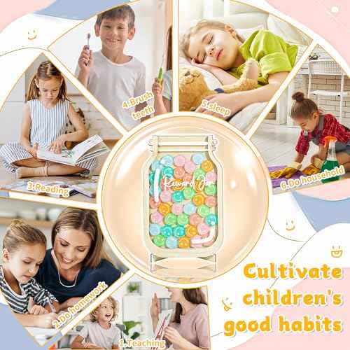 Personalized Magnetic Reward Jar, Smiley Faces Jar with Colorful Letter Stickers, Ideal for Classroom Reward System, Home Chore Chart, Positive Behavior Training (42PCS Smiley)