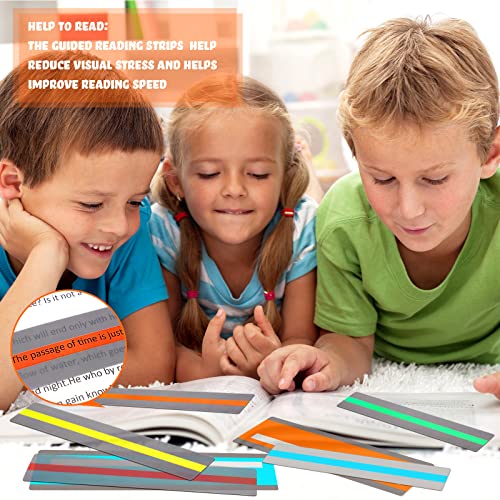 Colored Reading Guide Strips for Kids Dyslexia - 48 Pack, Highlights & Overlays