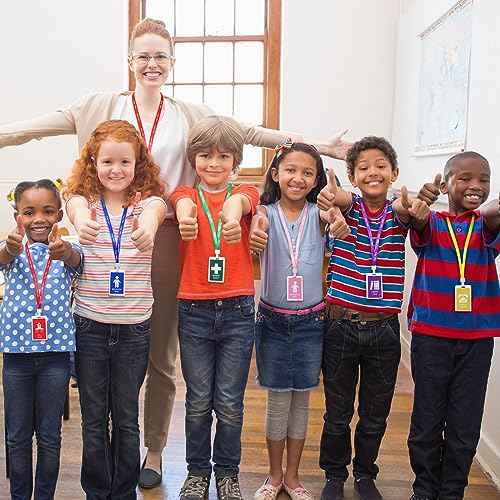 Patelai 36 Pcs PVC Hall Pass Lanyards School Passes Set Unbreakable Hall Passes for Classrooms Restroom Bathroom Library Office Nurse School Teacher Supplies Gifts
