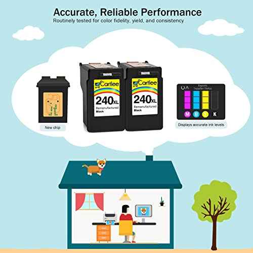 Cartlee Remanufactured Ink Cartridge Replacement for Canon PG-240XL 240 XL PIXMA MX472 MX452 MG3520 MX432 MX439 MG3220 MX512 MG2120 MX459 MG3620 MG3600 MX479 (2 Black)