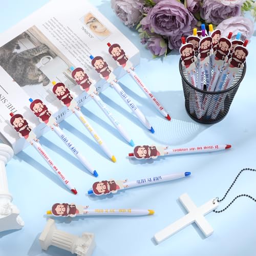 200 Pcs Christian Jesus Pens Bulk, Bible Verse Ballpoint Pen for Kids, Cute Jesus Ballpoint with Inspiring Quote, Religious Church Gift for Operation Christmas Box, Christmas Stocking