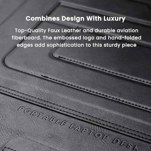 PUNCUBE Portable Lap Desk - Lap Desk with Retractable Mouse Pad, Adjustable Stand, Writing Board, Expandable Surface, and Heat Protection for Laptops and Tablets (Midnight Black)