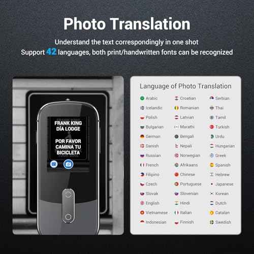 144 Language Translator Device, Two-Way Real Time Instant Translator, Online Offline Voice Translation Device, Portable Smart Photo Translator Device for Class Travel Business, W09