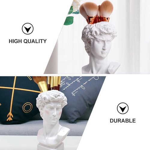 NUOBESTY David Bust Statue Makeup Organizer, 6 Inch David Sculpture Decor for Storage Pen,Brush Holder, Desktop Organizer, Flower
