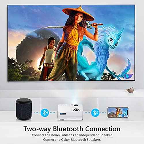 Native 1080P Projector with WiFi and Two-Way Bluetooth, Full HD Movie Projector for Outdoor Movies, 300" Display Projector 4k Home Theater, Compatible with iOS/Android/PC/XBox/PS4/TV Stick/HDMI/USB