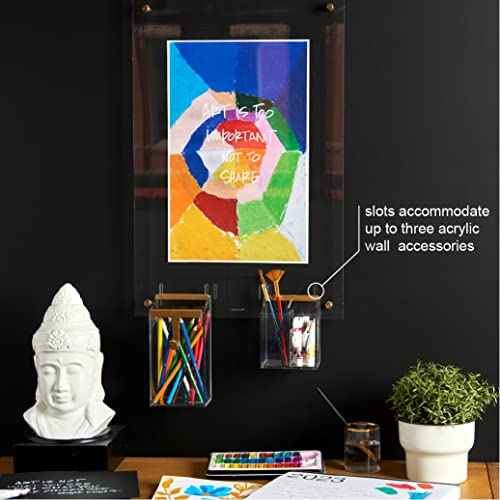 russell+hazel Acrylic Wall Memo Board, Home and Work Office Supplies, 15.75¡± W x 24¡± L x 0.25¡± H, with 2 Markers, Clear (62858)