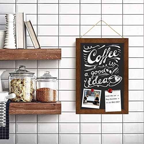 TORASO Chalkboard, Wood Frame Magnetic Chalkboard Sign, Rustic Walnut Wood Framed Chalk Board for Wedding, Kitchen, Bar, Restaurant, Menu & Home Decor, Hanging Chalkboards, 8.7" x 12.6"(BN-2232)