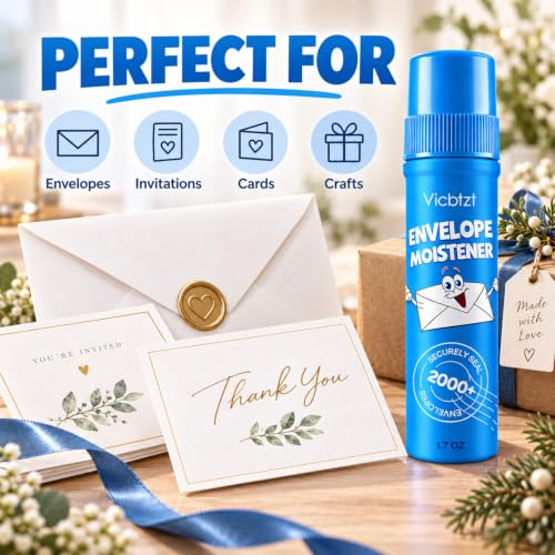 VICBTZT Envelope Moistener with Adhesive - Bulk 4-Pack for Mailing & Invitations