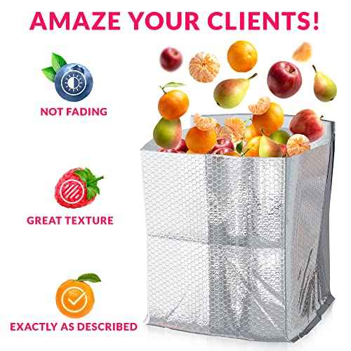 ABC 10 Pack Double Layer Foil Insulated Box Liners 8 x 8 x 8 inches. Silver Shipping Boxes for Frozen Food, Odorless Insulated Containers. Leakproof Cold Shipping Boxes for Frozen Fish, Meat
