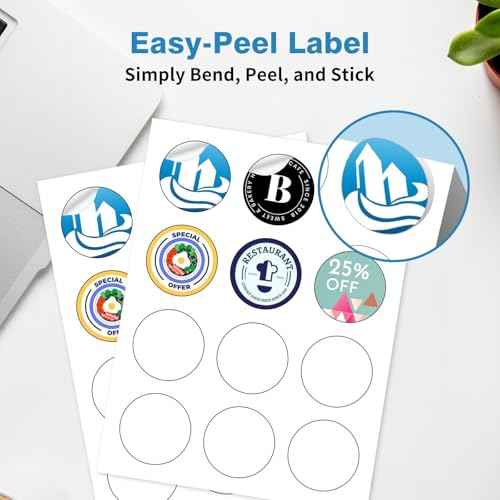 3" Circle Sticker Labels, Round Printable Sticker to Write On, Sticker Paper for Inkjet Printer, (6 Labels/Sheet), 30 Sheets