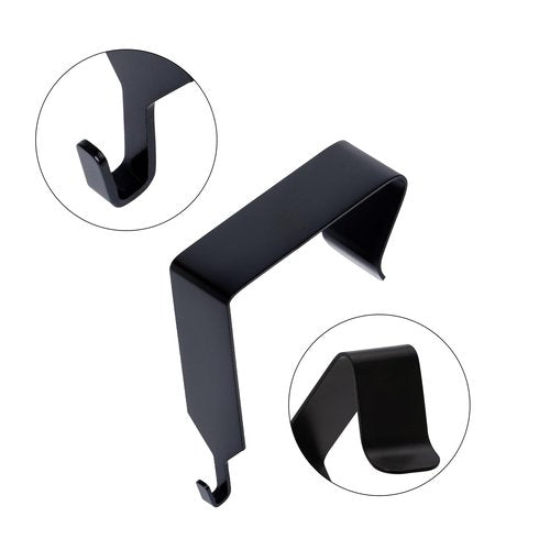 SUMERSHA 4-Piece Over The Door Hooks - Metal Cubicle Wall Hooks, Office Cubicle Hangers, Whiteboard Hanger, Black