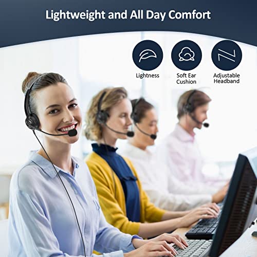 AGPtEK Corded Telephone with Headset & Dialpad for House Call Center Office - Noise Cancellation