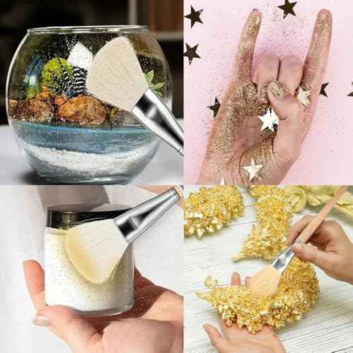 10 Pcs Pottery Glazing Brushes, Goat Hair Mop & Blending Brush Set for Ceramics, Acrylic Painting, Clay - Soft Bristle Artist Tools for Pottery Wheel, Canvas, Kiln Firing