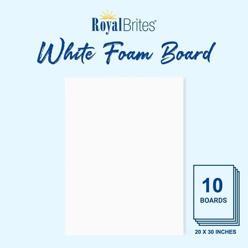 Royal Brites White Foam Board Sheets - 20 x 30 Inches - 10 Sheets - Ideal for Crafting, Presentations & School Projects - Durable & Lightweight - Easy Cut Display Boards for Home & Office Use