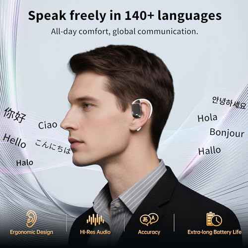 AI Translation Earbuds Real Time Languages Translator Ear Buds Audifonos Traductores Ingl?s Espa?ol 3-in-1 Translating Wireless Earphone Bluetooth Headphones for Travel Business Meeting Learning White