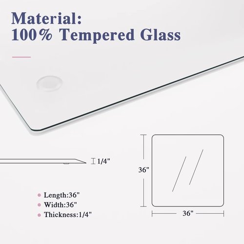 MIRUO Office Chair Mat for Carpet Tempered Glass Desk Chair Mat Floor Mat for Chair On Carpet Mat (36" x 36" x 1/4", Transparent)