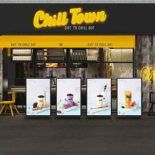 HUAZI Sandwich Board 24 x 36¡®¡¯ Sidewalk Sign Double-Sided A Frame Folding Sign Heavy Duty Metal Display with 2 Corrugated Plastic Poster Boards Suitable for Indoor Outdoor,Black
