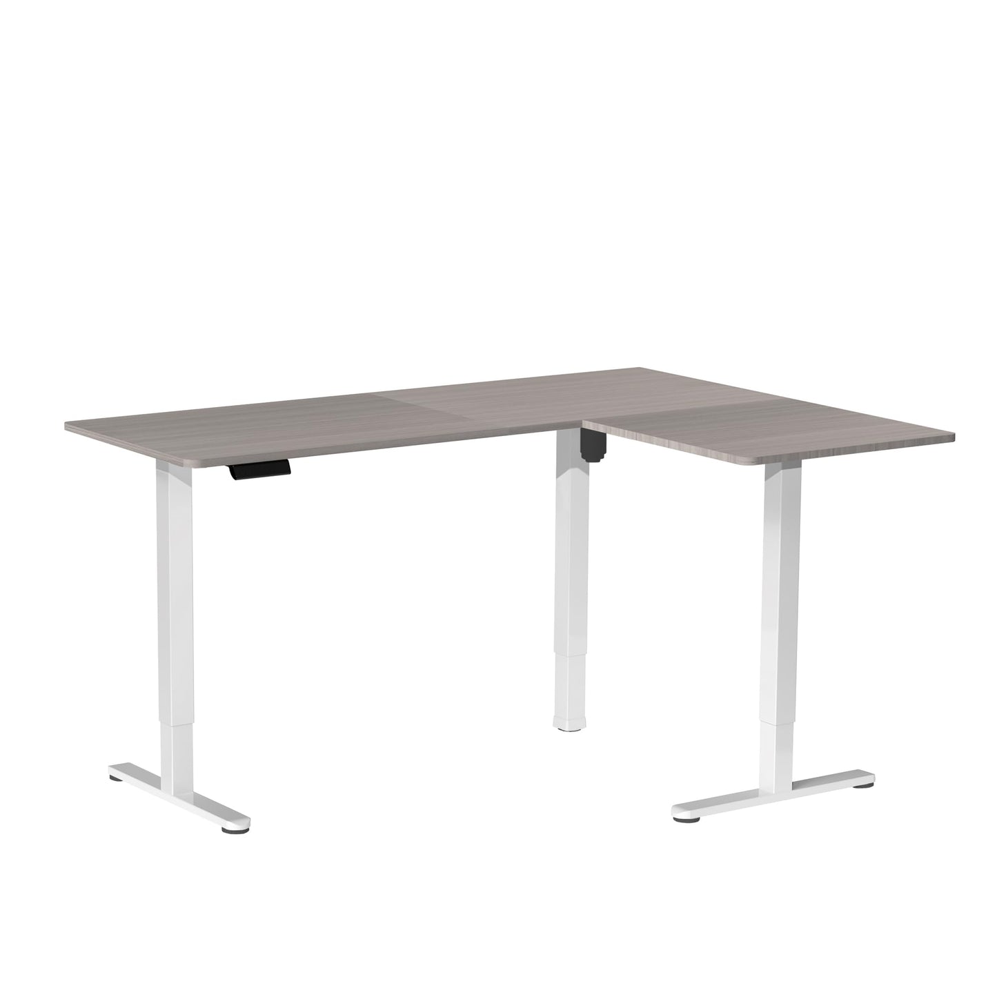 VIVO Corner Standing Desk, 63 x 47 inch Reversible L-Shaped Workstation, Electric Height Adjustment, Home, Office, and Reception Rooms, Dark Gray Table Top White Frame, DESK-E3CTWG-47