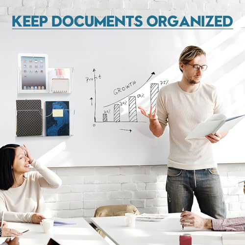 Qozary Clear Acrylic Magnetic File Holder - 2 Pack Magazine Rack for File Cabinets, Magnetic Mail Holder, File Organizer for Refrigerator, White Board, Office (Transparent, Medium)