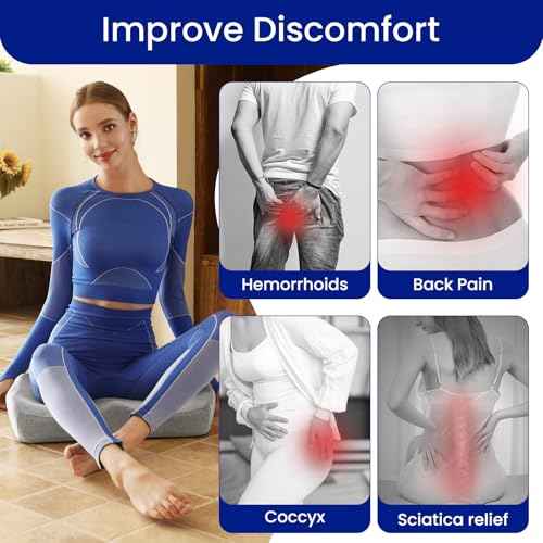 Extra Large Memory Seat Cushion,Multifunctional for Office or Driving Use,Back and Tailbone Relief,for Car, Travel, Office, Wheelchair(21.5 * 17.7 * 4 inches)