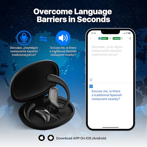 AI Language Translation Earbuds,Real-Time Translator for 144 Languages & Accents, HD Sound, Long Battery Life, Ideal for Travel and Business
