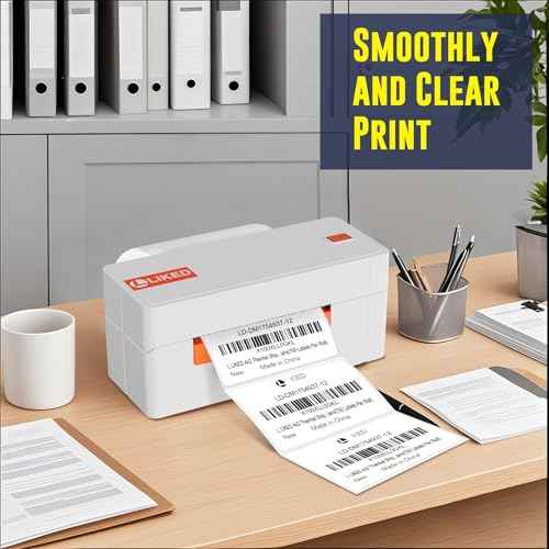 L LIKED 4" x 2" Direct Thermal Labels, Permanent Adhesive Barcode Shipping Labels & Compatible with Rollo, Zebra and Other Desktop Printers (1 Roll, 750 Labels)